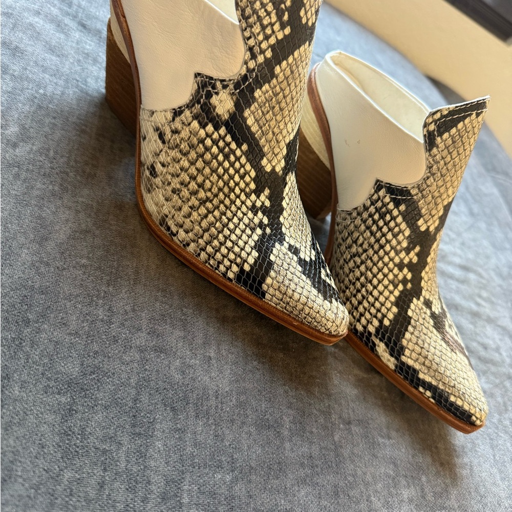 Gianni Bini Black and White Snakeskin Ankle Booties